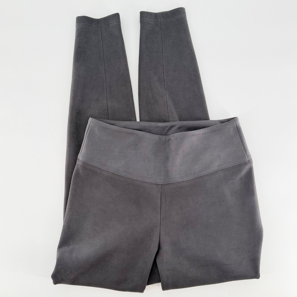 WHITE HOUSE BLACK MARKET Faux Suede Runway Leggings Gray High Rise Pants Size 6